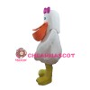Newest Good Quality Egret With Pink Bow Mascot Costume