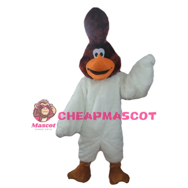Plush Long Fur Brown & White Bird Mascot Costume