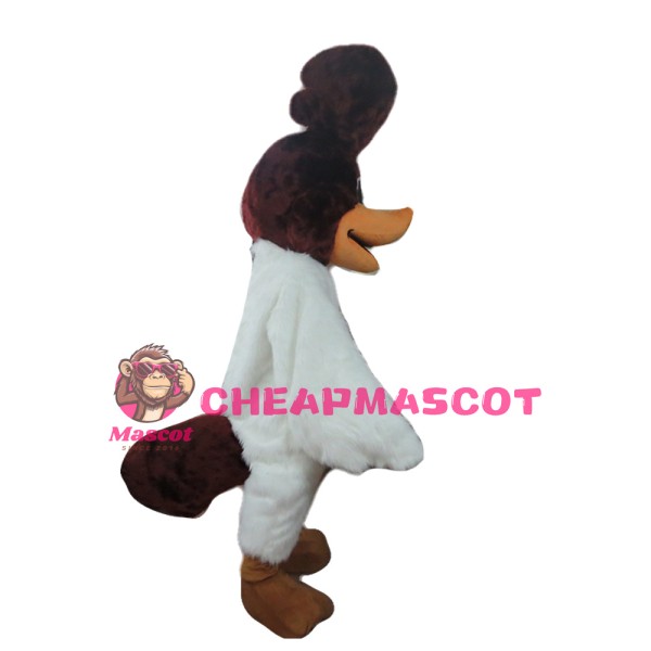 Plush Long Fur Brown & White Bird Mascot Costume