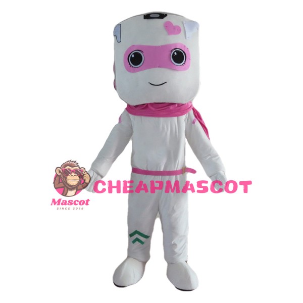 Funny Cartoon White Female Robot Mascot Costume