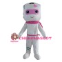 Funny Cartoon White Female Robot Mascot Costume