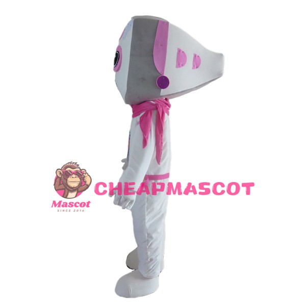 Funny Cartoon White Female Robot Mascot Costume