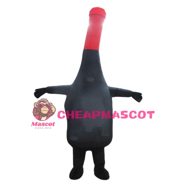 Cartoon Black & Red Inflatable Bottle Mascot Costume