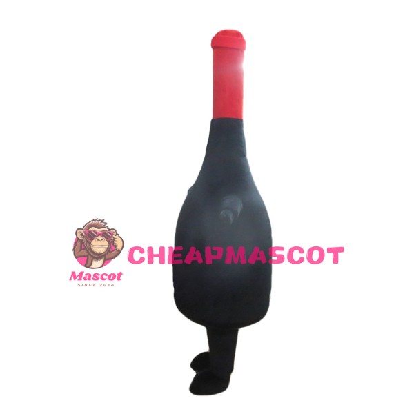 Cartoon Black & Red Inflatable Bottle Mascot Costume