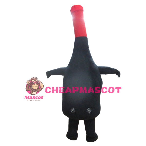 Cartoon Black & Red Inflatable Bottle Mascot Costume