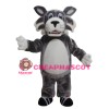 Furry Grey Wolf Mascot Costume