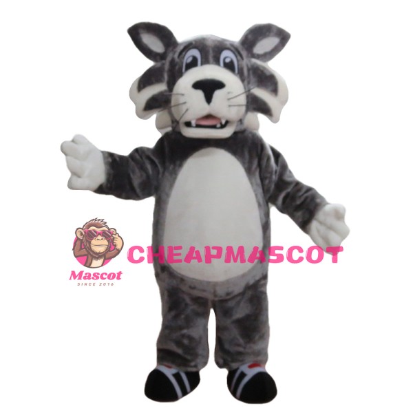 Furry Grey Wolf Mascot Costume