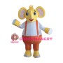 Yellow & White Elephant With Orange Rompers Mascot Costume