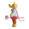 Yellow & White Elephant With Orange Rompers Mascot Costume