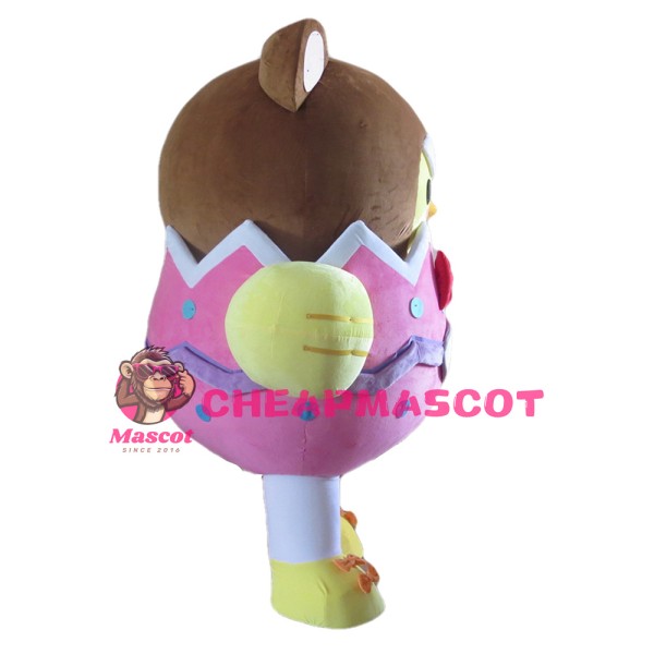 Super Cute Eggshell Chicken With Bear Headgear Mascot Costume