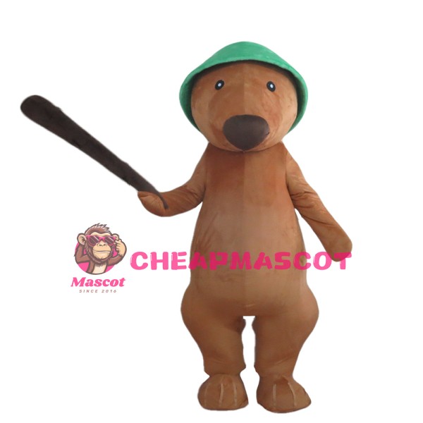 Adult Brown Gophers With A Stick Mascot Costume