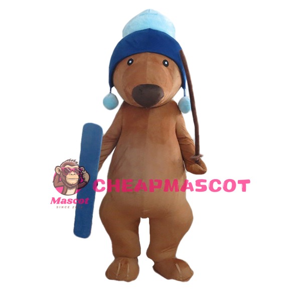 Adult Brown Gophers With A Stick Mascot Costume