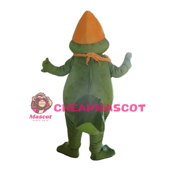 Happy Smiling Crocodile With Orange Hat Mascot Costume