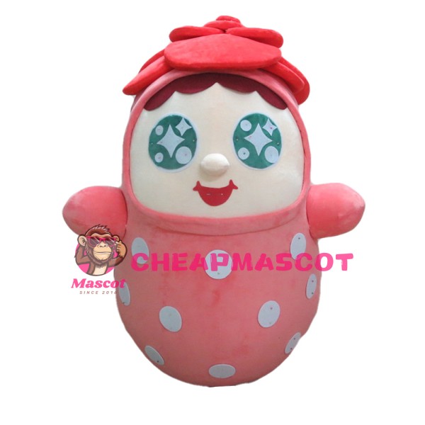 Cartoon Pink Strawberry Tumbler Mascot Costume