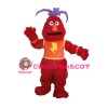 Clownish Red Monster With Purple Hair Mascot Costume