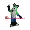 Long Fur Green & White & Blue Dog Mascot Costume