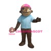 Smiling Seal With Blue Shirt And Pink Scarf Mascot Costume