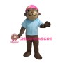 Smiling Seal With Blue Shirt And Pink Scarf Mascot Costume