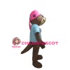 Smiling Seal With Blue Shirt And Pink Scarf Mascot Costume