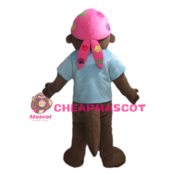Smiling Seal With Blue Shirt And Pink Scarf Mascot Costume