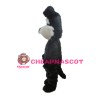 Unisex Furry Black & White Dog Mascot Costume