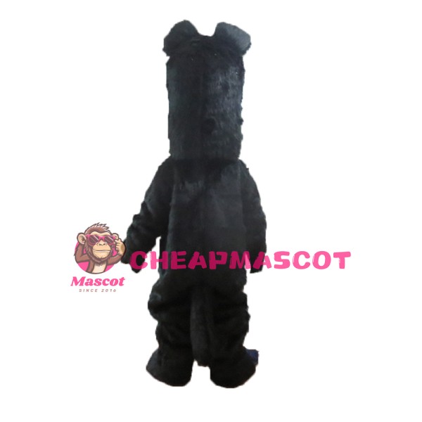 Unisex Furry Black & White Dog Mascot Costume
