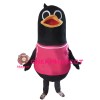 Lively Black Bird With Rose Red Vest Mascot Costume