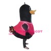 Lively Black Bird With Rose Red Vest Mascot Costume