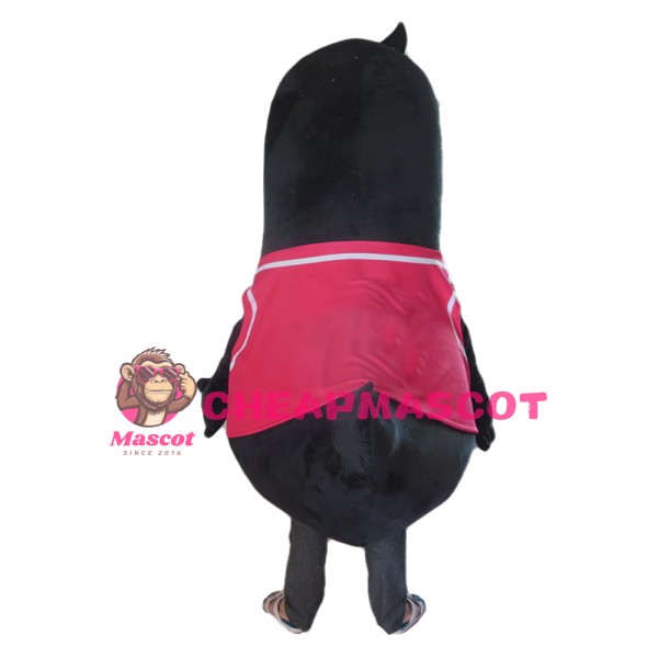 Lively Black Bird With Rose Red Vest Mascot Costume