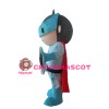 Cartoon Blue Soldier With Red Cloak Mascot Costume
