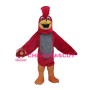 Happy Smiling Grey & Red Bird Mascot Costume