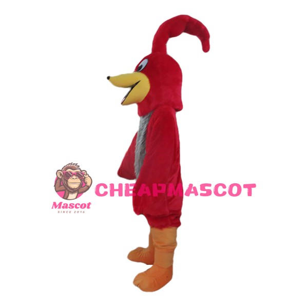 Happy Smiling Grey & Red Bird Mascot Costume