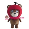 Lovely Brown Bear With Red Apple Headgear Mascot Costume