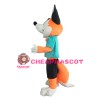 Pleasant Cartoon Orange Fox With Suit Mascot Costume