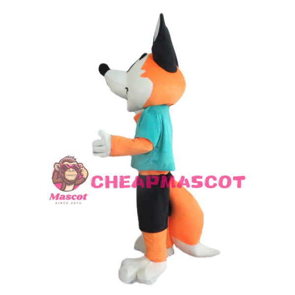 Pleasant Cartoon Orange Fox With Suit Mascot Costume