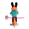 Pleasant Cartoon Orange Fox With Suit Mascot Costume