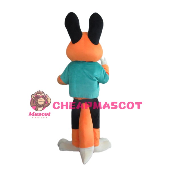 Pleasant Cartoon Orange Fox With Suit Mascot Costume