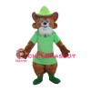 Adult Honest Raccoon With Green Shirt And Hat Mascot Costume