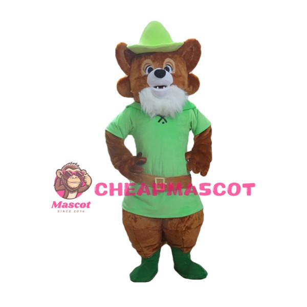 Adult Honest Raccoon With Green Shirt And Hat Mascot Costume
