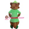 Adult Honest Raccoon With Green Shirt And Hat Mascot Costume