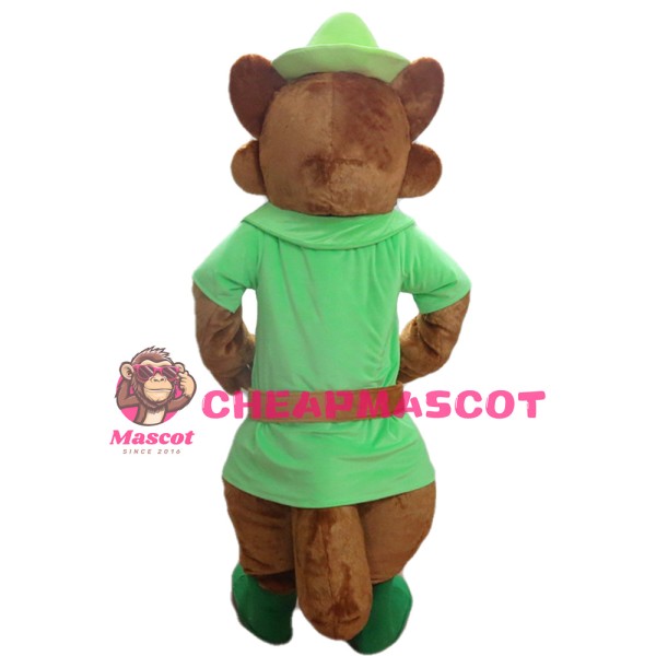 Adult Honest Raccoon With Green Shirt And Hat Mascot Costume