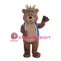 Furry Brown Crown Bear With Blue Maga Mascot Costume