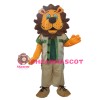 Cartoon Orange Lion With Casual Outfit Mascot Costume