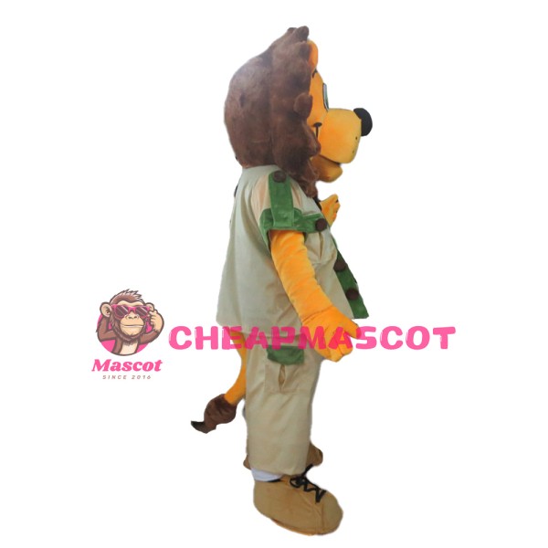 Cartoon Orange Lion With Casual Outfit Mascot Costume
