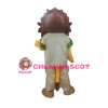 Cartoon Orange Lion With Casual Outfit Mascot Costume