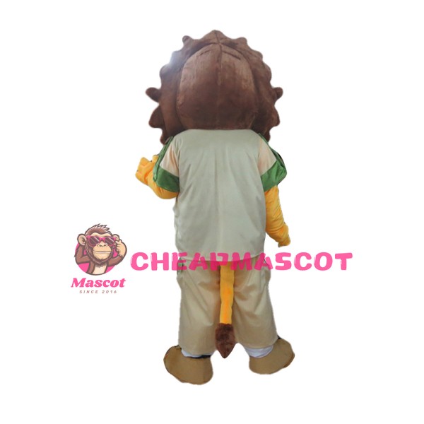 Cartoon Orange Lion With Casual Outfit Mascot Costume