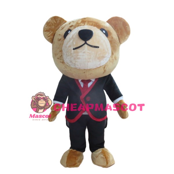 Brown Bear With Suit Mascot Costume
