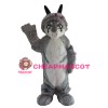 Interesting Long Fur Grey Dog Mascot Costume