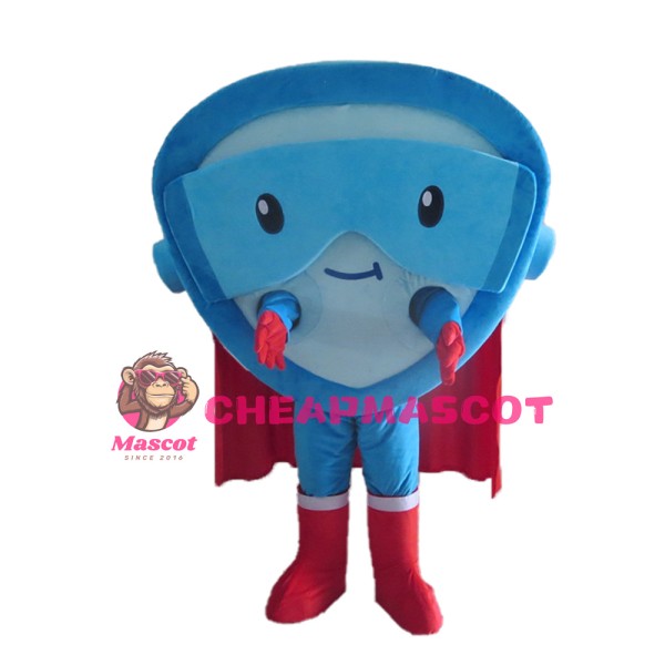 Special Triangle Blue Robot With Cloak Mascot Costume