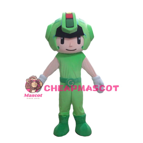 Basic Cool Green Robot Mascot Costume